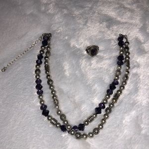 Premier Designs Purple necklace & ring